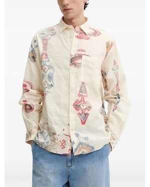 Desigual Abstract-Print Pocket Shirt - Natural