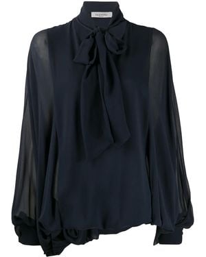 Valentino Garavani Pussybow Pouf Sleeve Blouse - Black
