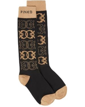Pinko Kniestrümpfe mit Logo-Muster - Schwarz