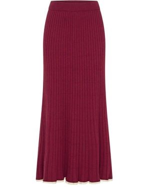 Anna Quan Felicia Ribbed Midi Skirt - Red