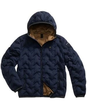 Blauer シェブロンキルティング フーデッドジャケット - ブルー