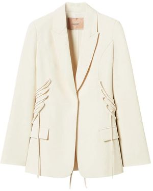 Twinset Lace-Up Buttoned Blazer - Natural