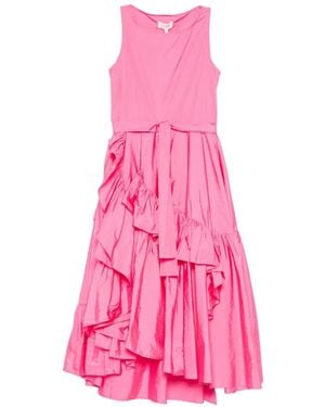 Psophia Ruffled Tie Midi Dress - Pink