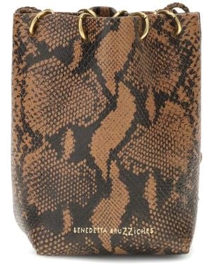 Benedetta Bruzziches Doudou Petite Snake-Effect Bucket Bag - Brown