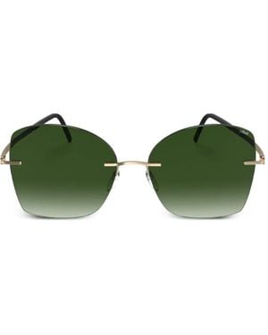 Silhouette Lunettes De Soleil Terranea Géométriques Sans Monture - Green