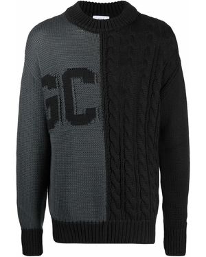 Gcds Logo-printed Cable-knit Jumper - Black
