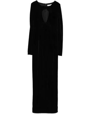 Alessandra Rich Bow-Detail Velvet Gown - Black