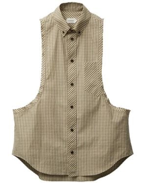 Versace Chemise Sans Manches À Carreaux - Natural