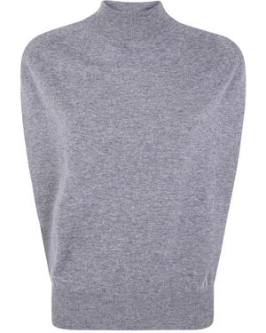Semicouture High-Neck Sleeveless Top - Blue