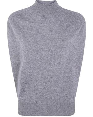 Semicouture High-Neck Sleeveless Top - Blue