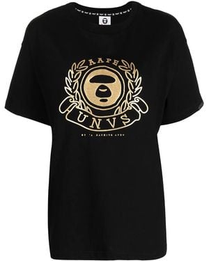 Aape By A Bathing Ape Logo-Print Short-Sleeved T-Shirt - Black
