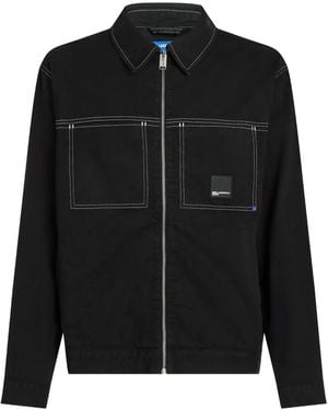 KARL LAGERFELD Contrast-Stitch Shirt Jacket - Black