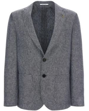Pal Zileri Chevron-Pattern Single-Breasted Blazer - Grey