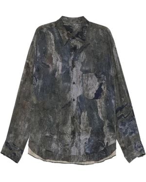 Ziggy Chen Chemise À Imprimé Abstrait Et Ourlet Superposé - Grey