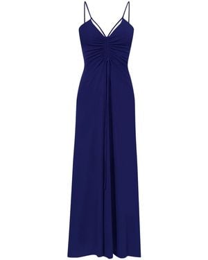 Proenza Schouler Gathered-Neckline Sleeveless Long Dress - Blue