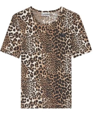 Ganni T-Shirt With Animal Print - White