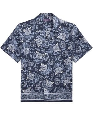 Ralph Lauren Paisley-Print Short-Sleeve Shirt - Blue