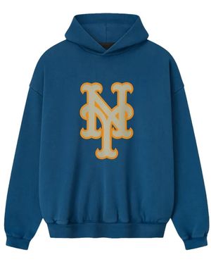 Fear Of God X Mets Logo-Print Hoodie - Blue