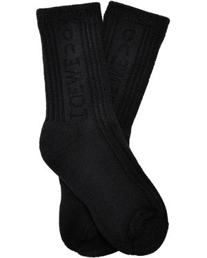 Loewe X On Ribbed Logo-Detail Socks - Black