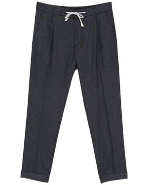 Eleventy Drawstring-Waist Pleated Pants - Blue