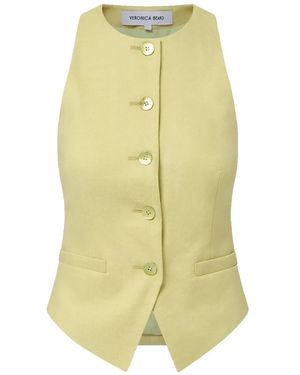 Veronica Beard Hartwell Button-Up Vest - Yellow