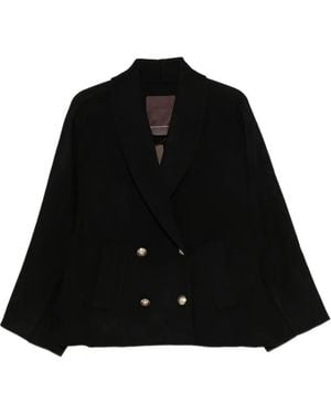 LIBERADD Double-Breasted Shawl-Lapel Jacket - Black