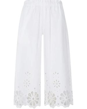 MEIMEIJ Broderie-Anglaise Elasticated-Waist Trousers - White