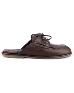 Officine Creative Love 106 Lace-Detail Flat Leather Mules - Brown
