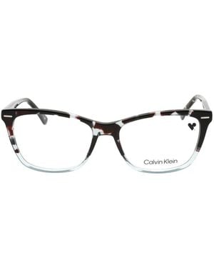 Calvin Klein Tortoiseshell-Effect Rectangle-Frame Glasses - Brown