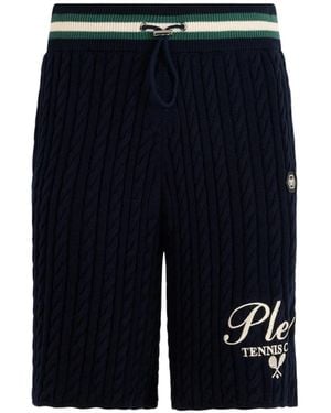 Philipp Plein Pantalones Cortos Plein De Punto Con Cordones - Azul