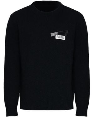 MM6 by Maison Margiela Crew Neck Jumper With Ribbed Details - Blue