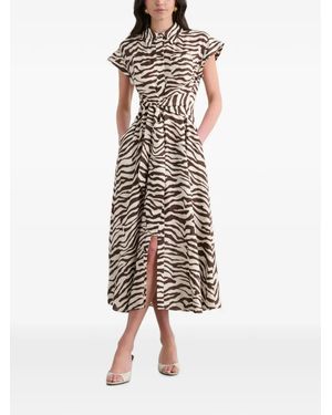 Toccin Serena Zebra-Print Midi Dress - White