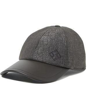 Peserico Logo-Detail Leather-Peak Baseball Cap - Grey