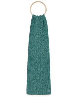 Lacoste Ribbed-Knit Logo-Patch Scarf - Green