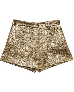 MSGM Brocade-Effect Wrap Shorts - Natural