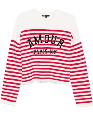 Maje Striped Embroidered Sweater