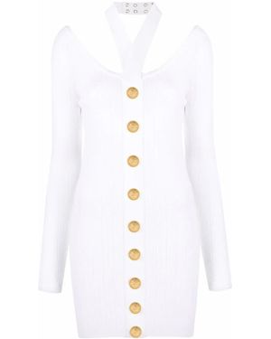 Balmain Backless Knitted Dress - White