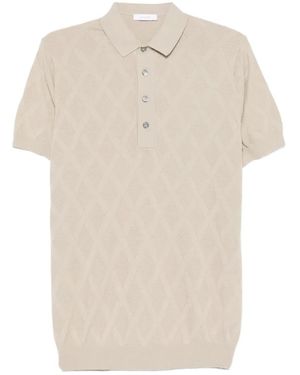 Diktat Diamond-Pattern Knit Polo Shirt - White