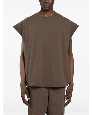 Roadless Raw-Edge Sleeveless T-Shirt - Brown