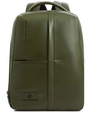 Piquadro Leather Laptop Backpack - Green