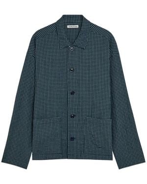 YMC Checked Patch-Pocket Overshirt - Blue