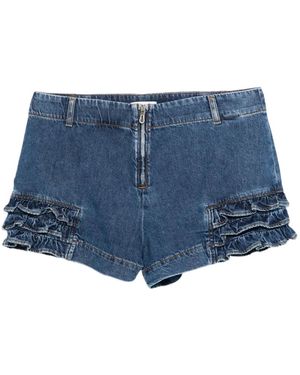 Sandro Pantalones vaqueros cortos con volantes - Azul