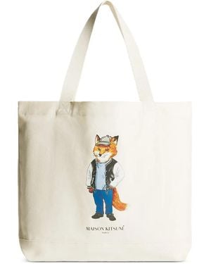 Maison Kitsuné Dressed Fox Tote Bag - White