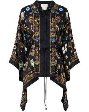 CAMILLA Buttoned Scarf Blouse - Black