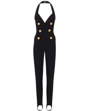 Balmain Tuta Intera Con Scollo Posteriore - Nero