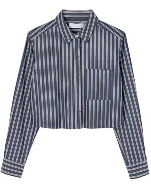 Moussy Camicia Crop A Righe - Blu