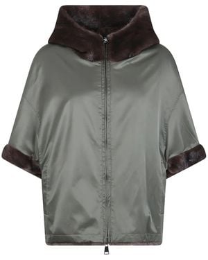 Betta Corradi Textured-Trim Zip-Up Jacket - Gray