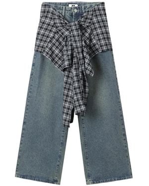 Izzue Wide-Leg Layered Jeans - Blue