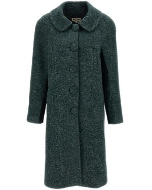 ShuShu/Tong Bouclé Single-Breasted Coat - Green