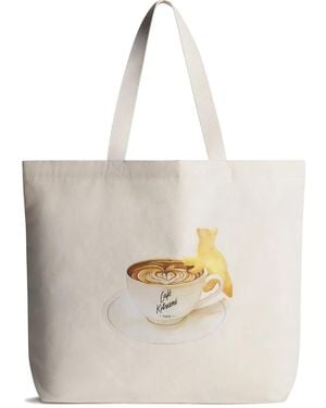 Café Kitsuné Borsa Tote Con Stampa Grafica - Bianco